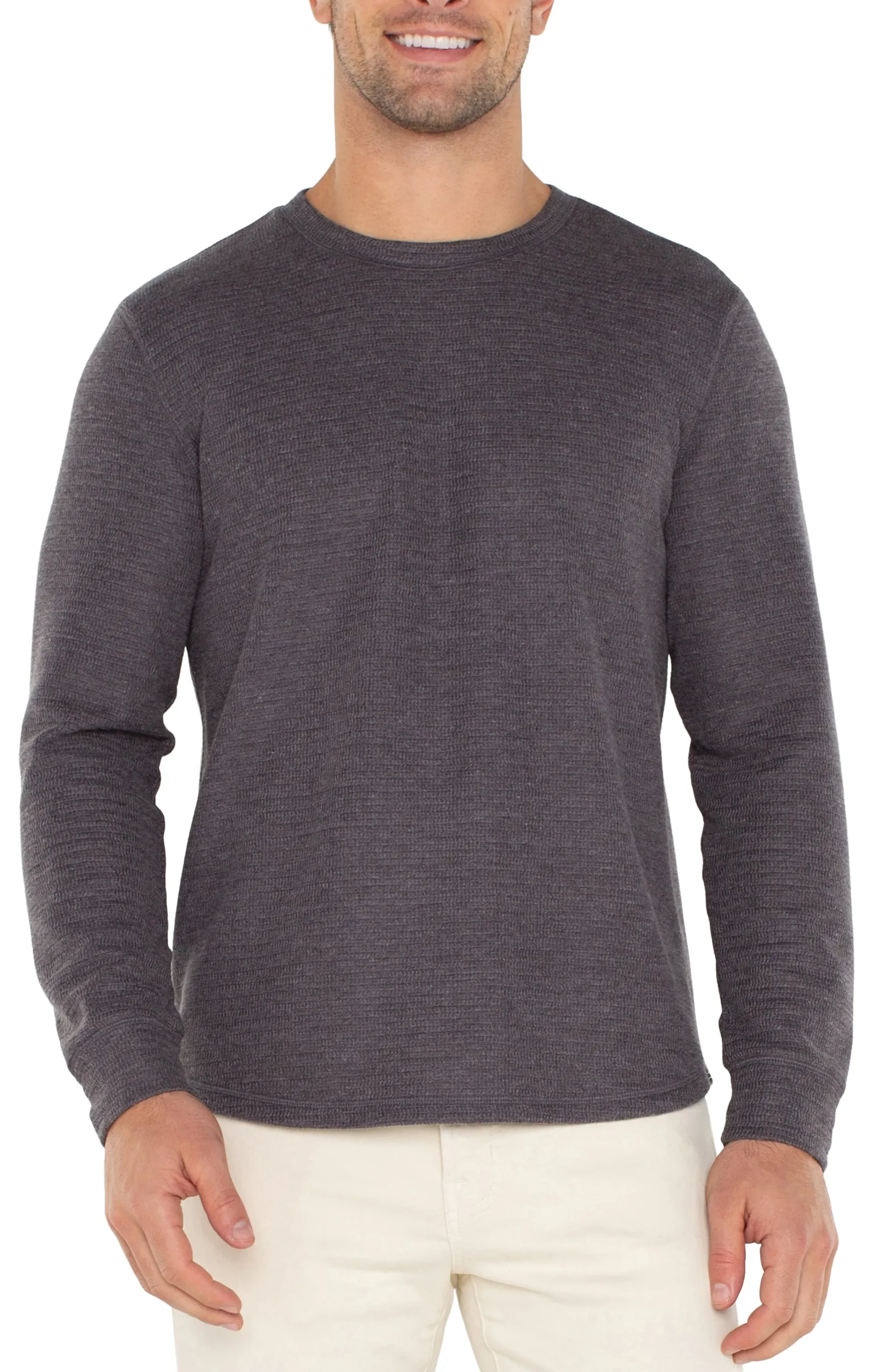 Liverpool Los Angeles Shirts-LONG SLEEVE CREW NECK Grey
