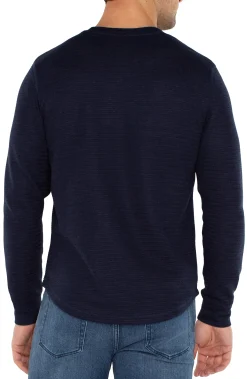 Liverpool Los Angeles Shirts-LONG SLEEVE CREW NECK Navy