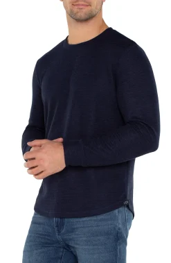Liverpool Los Angeles Shirts-LONG SLEEVE CREW NECK Navy