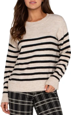 Liverpool Los Angeles Sweaters|Tees-LONG SLEEVE CREW NECK DROP SHOULDER SWEATER Oatmealheather