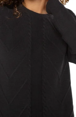 Liverpool Los Angeles Sweaters-LONG SLEEVE CREW NECK RAGLAN SWEATER Black