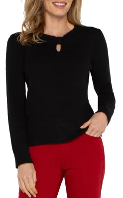 Liverpool Los Angeles Tees|Sweaters-LONG SLEEVE CUT OUT BOW NECK SWEATER Black