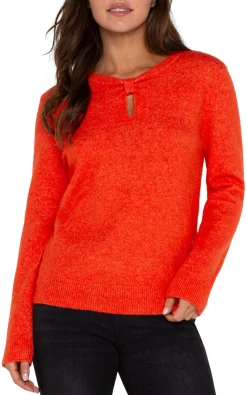 Liverpool Los Angeles Tees|Sweaters-LONG SLEEVE CUT OUT BOW NECK SWEATER Orange