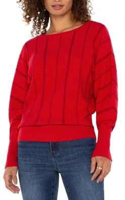 Liverpool Los Angeles Sweaters-LONG SLEEVE DOLMAN SWEATER WITH STRIPE Tangored