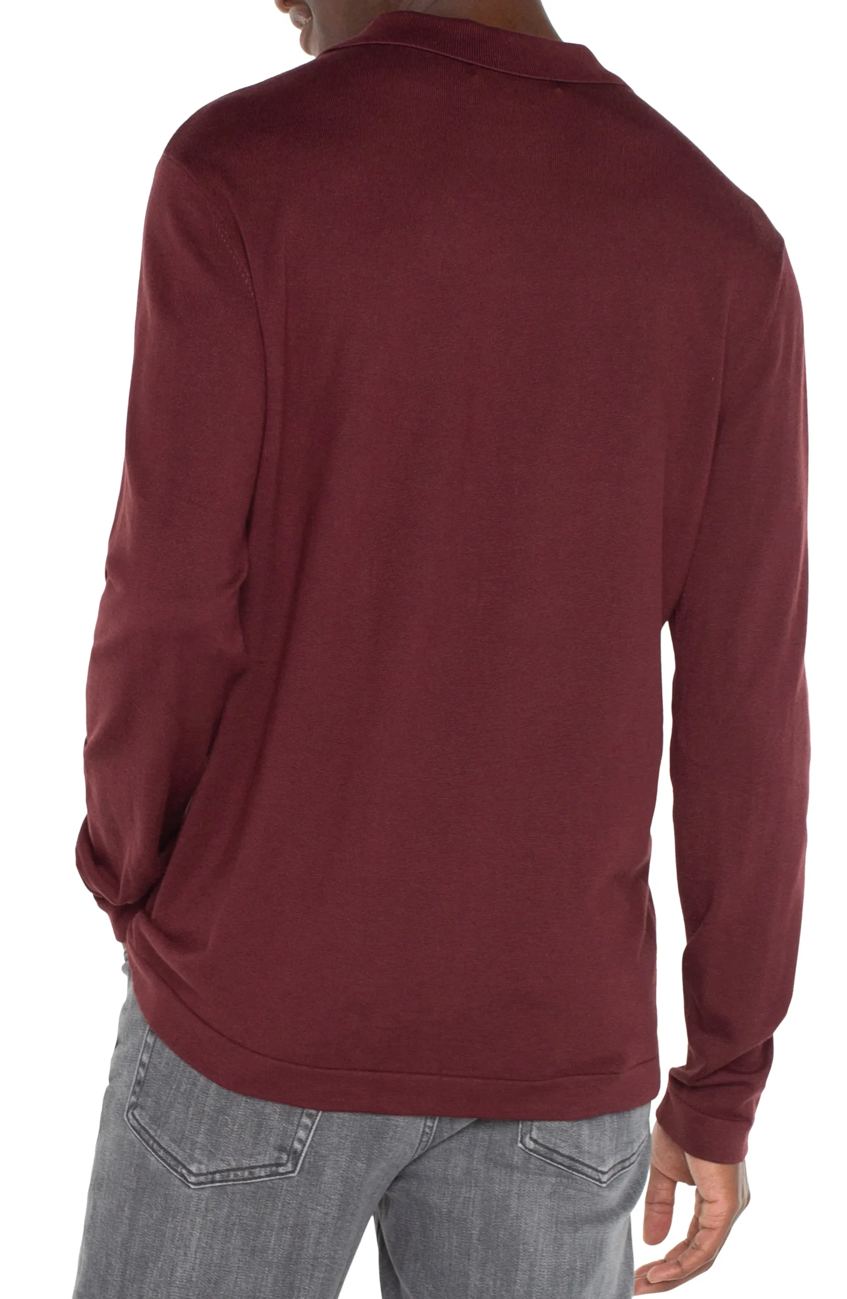 Liverpool Los Angeles Shirts-LONG SLEEVE KNIT POLO Burgundy
