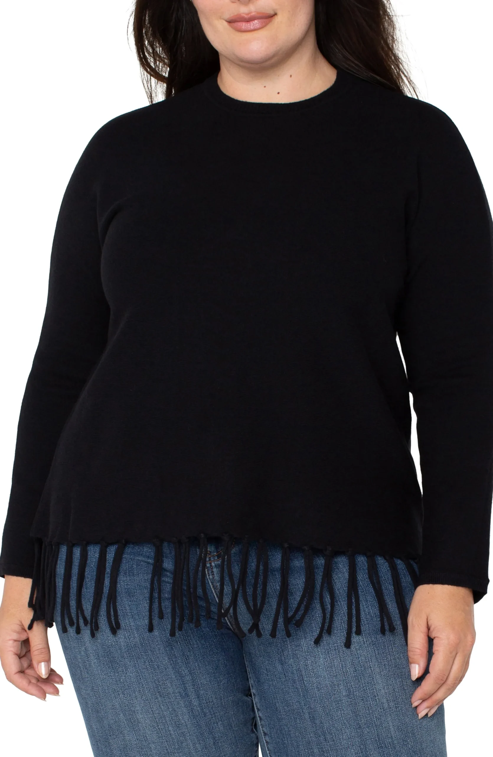 Liverpool Los Angeles Tops-LONG SLEEVE SEAMLESS SWEATER Black