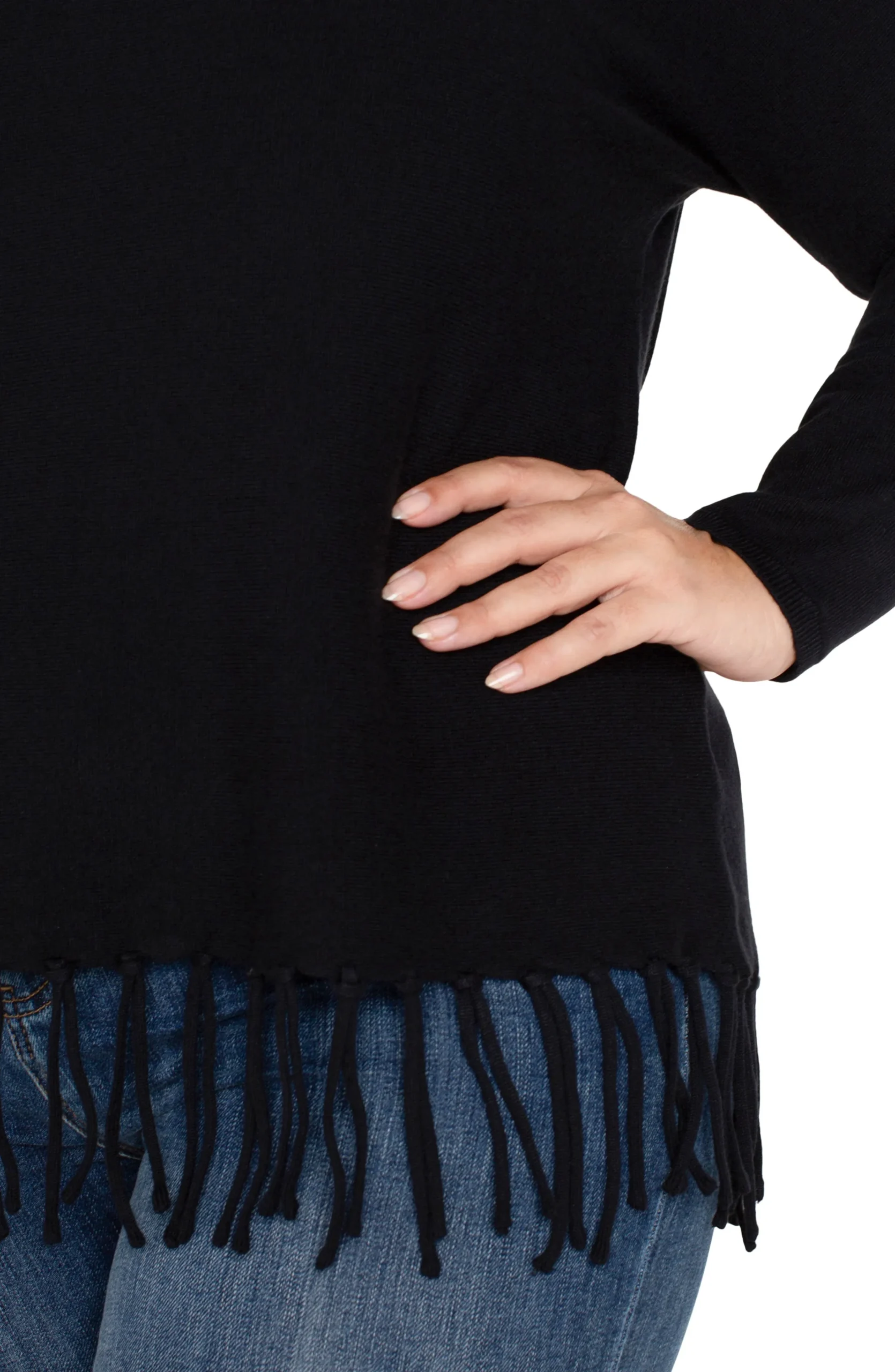 Liverpool Los Angeles Tops-LONG SLEEVE SEAMLESS SWEATER Black