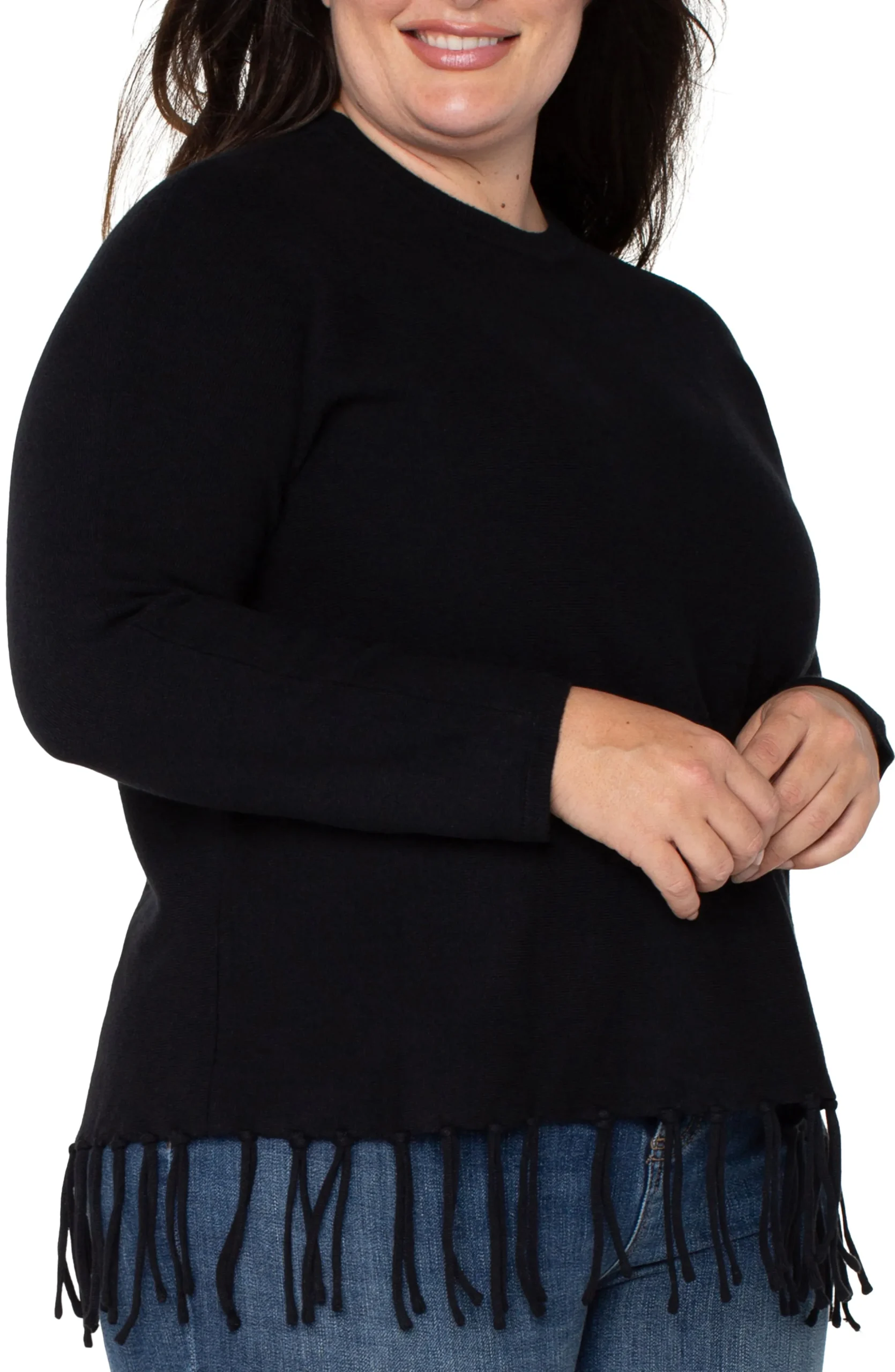 Liverpool Los Angeles Tops-LONG SLEEVE SEAMLESS SWEATER Black