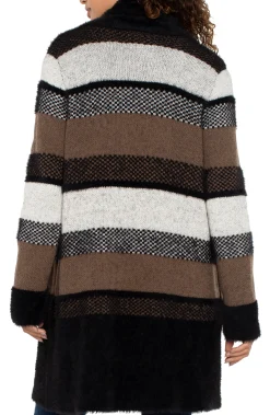 Liverpool Los Angeles Coatigans-LONG SLEEVE SWEATER COAT Blacktanmulticolorblock