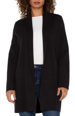 Liverpool Los Angeles Coatigans-LONG SLEEVE SWEATER COATIGAN Black
