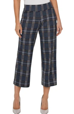 Liverpool Los Angeles Knit Pull-On-MABEL PULL-ON WIDE LEG Blackqueenblueplaid