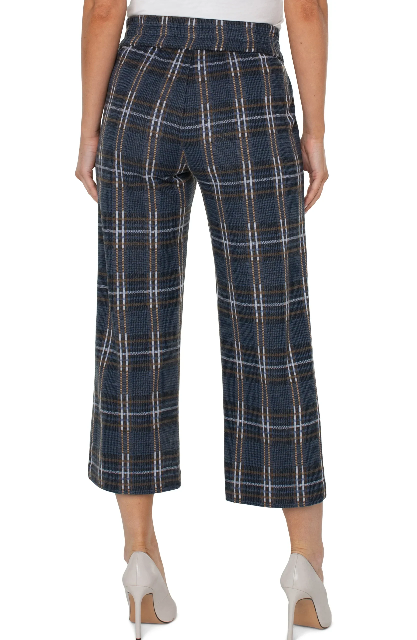 Liverpool Los Angeles Knit Pull-On-MABEL PULL-ON WIDE LEG Blackqueenblueplaid