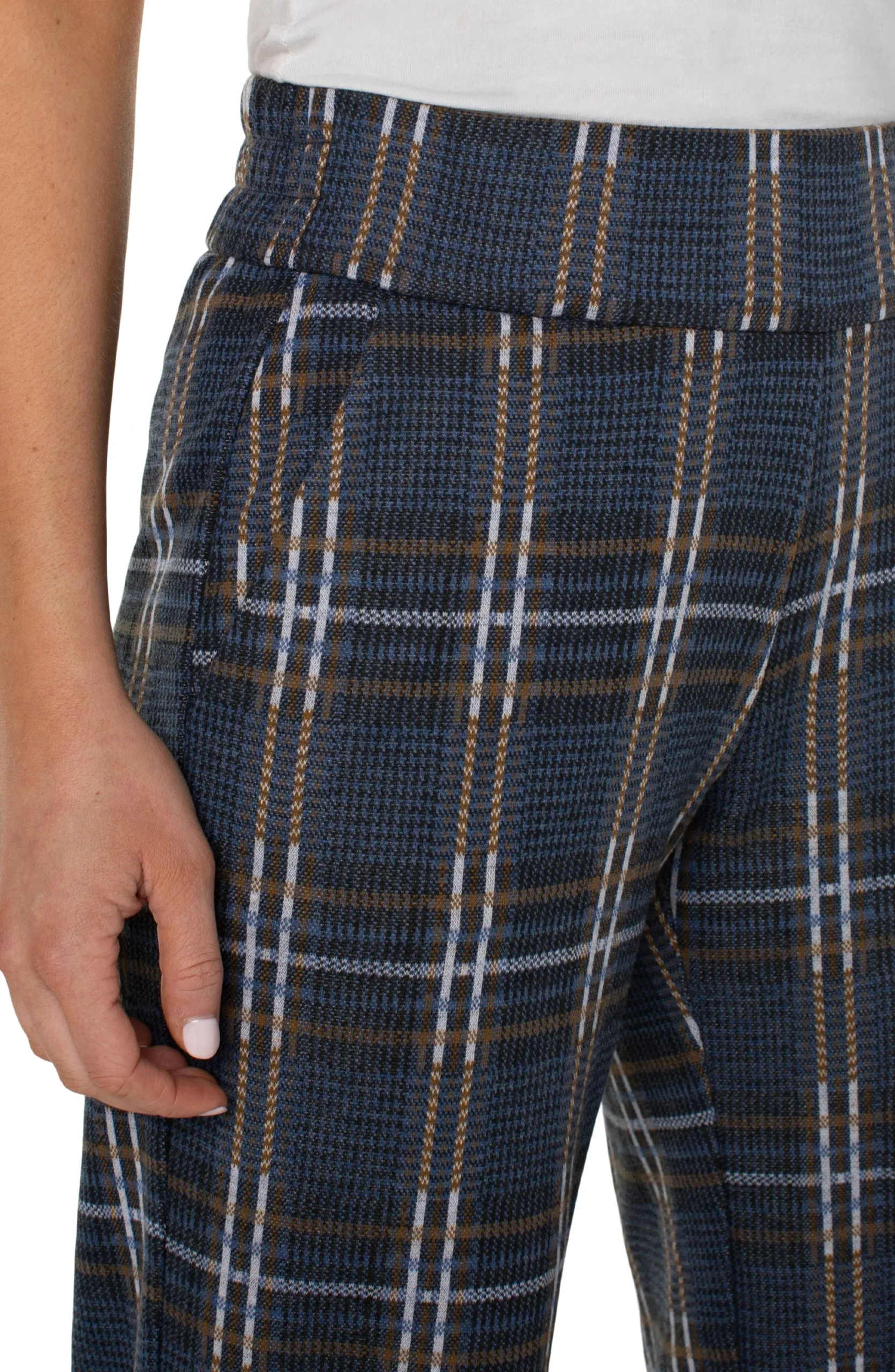 Liverpool Los Angeles Knit Pull-On-MABEL PULL-ON WIDE LEG Blackqueenblueplaid