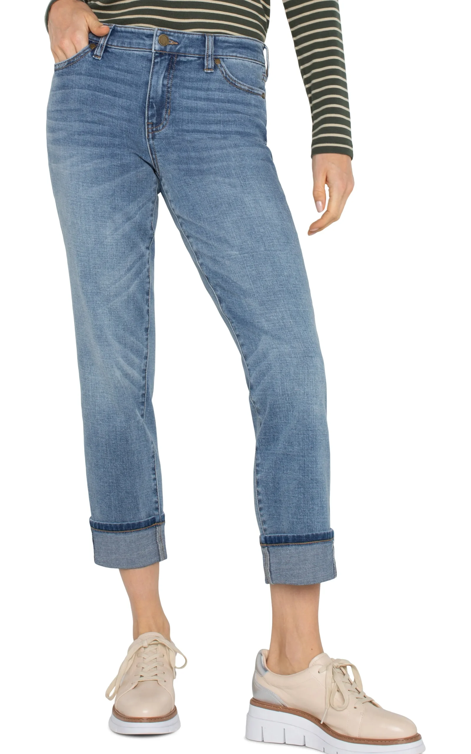 Liverpool Los Angeles Jeans|Boyfriend & Girlfriend-MARLEY GIRLFRIEND CUFFED Vineland