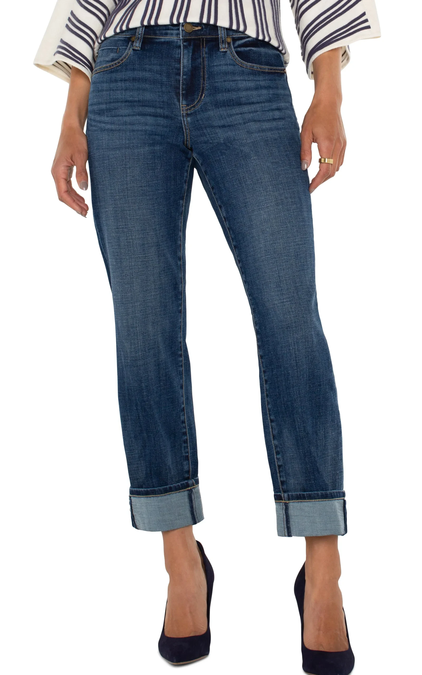 Liverpool Los Angeles Jeans|Boyfriend & Girlfriend-MARLEY GIRLFRIEND CUFFED ECO Rushland