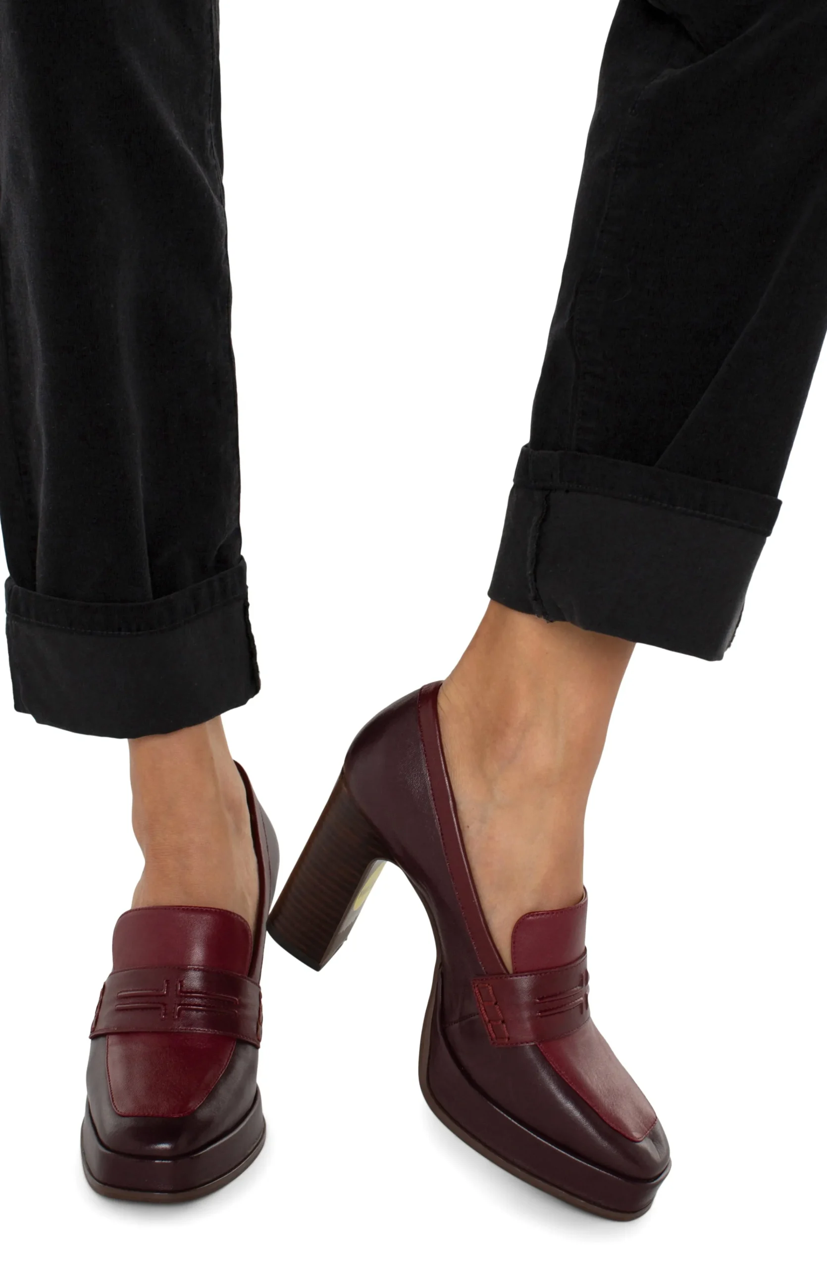 Liverpool Los Angeles Jeans|Pants-MARLEY GIRLFRIEND CUFFED CORDUROY Onyx