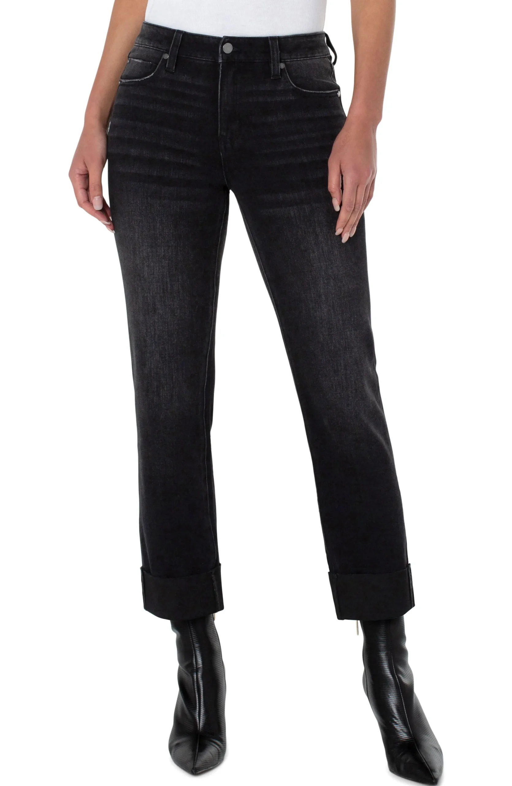 Liverpool Los Angeles Jeans-MARLEY GIRLFRIEND WITH RAW CUT CUFF ECO Herington