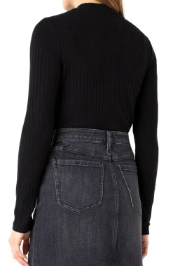 Liverpool Los Angeles Tees-MOCK NECK LONG SLEEVE KNIT TOP Black