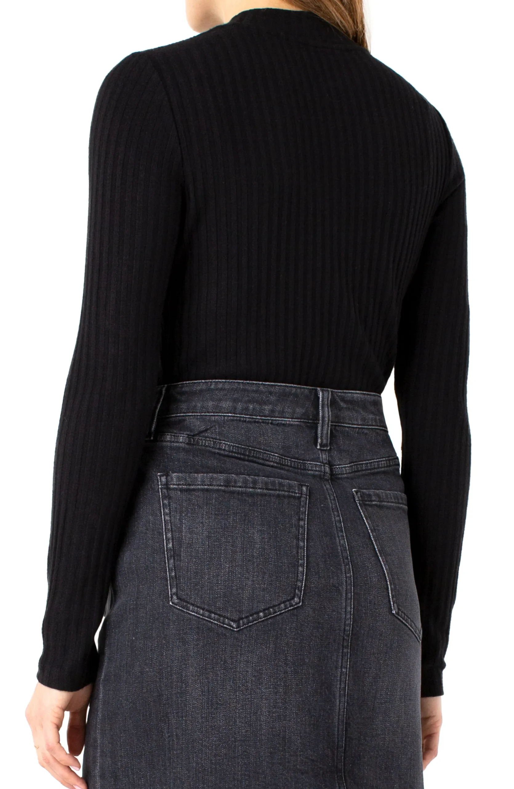 Liverpool Los Angeles Tees-MOCK NECK LONG SLEEVE KNIT TOP Black