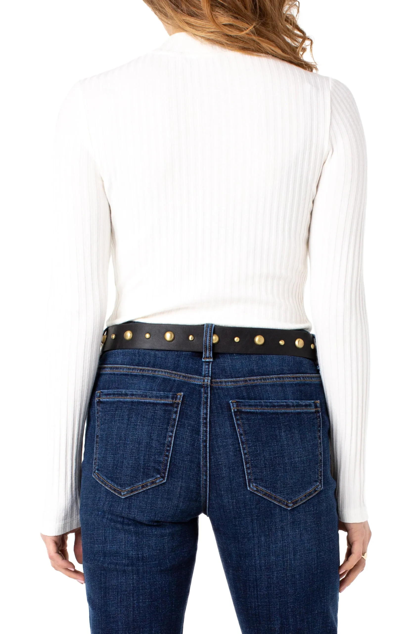 Liverpool Los Angeles Tees-MOCK NECK LONG SLEEVE KNIT TOP Snow
