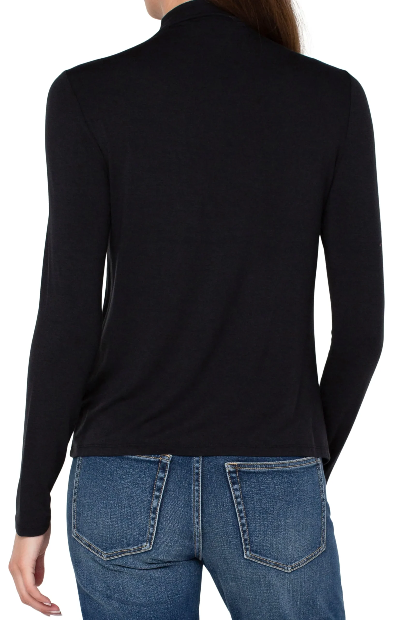 Liverpool Los Angeles Tees-MOCK NECK LONG SLEEVE KNIT TOP Black