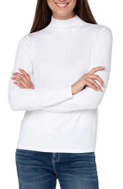 Liverpool Los Angeles Tees-MOCK NECK LONG SLEEVE KNIT TOP White