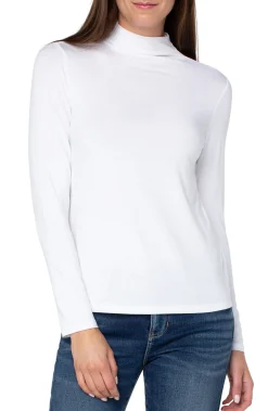 Liverpool Los Angeles Tees-MOCK NECK LONG SLEEVE KNIT TOP White