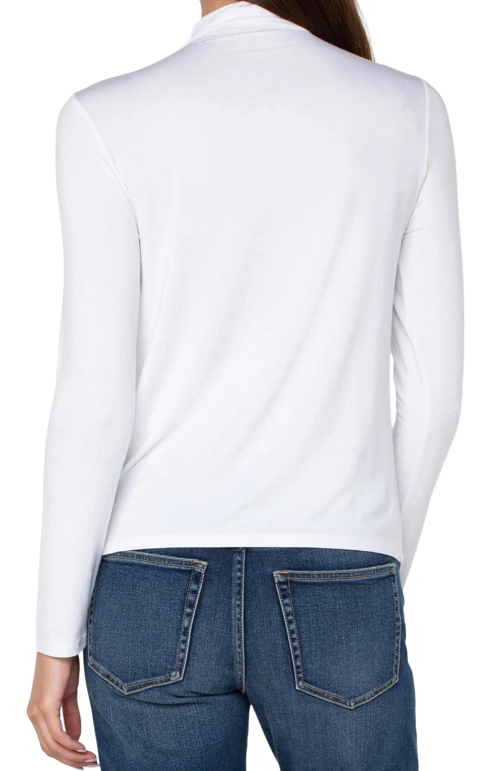 Liverpool Los Angeles Tees-MOCK NECK LONG SLEEVE KNIT TOP White