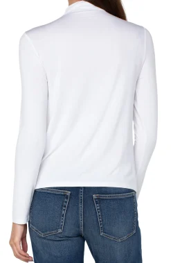 Liverpool Los Angeles Tees-MOCK NECK LONG SLEEVE KNIT TOP White
