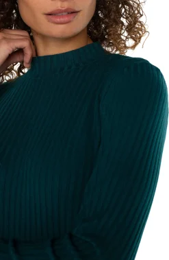 Liverpool Los Angeles Tees-MOCK NECK LONG SLEEVE KNIT TOP Darkforest