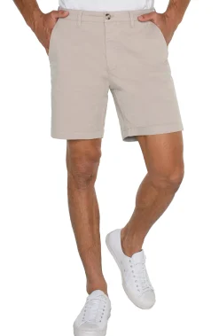 Liverpool Los Angeles Shorts-MODERN FIT TWILL SHORT Cement