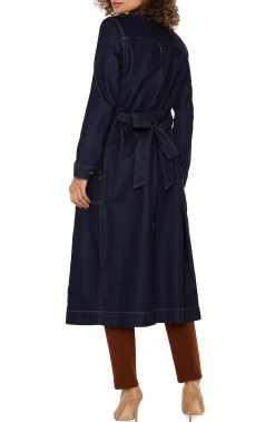 Liverpool Los Angeles Jackets|Jackets-NOTCH COLLAR DUSTER JACKET Indigorinsewash