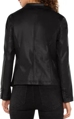 Liverpool Los Angeles Jackets-NOTCH COLLAR ONE BUTTON BLAZER Coatedblack