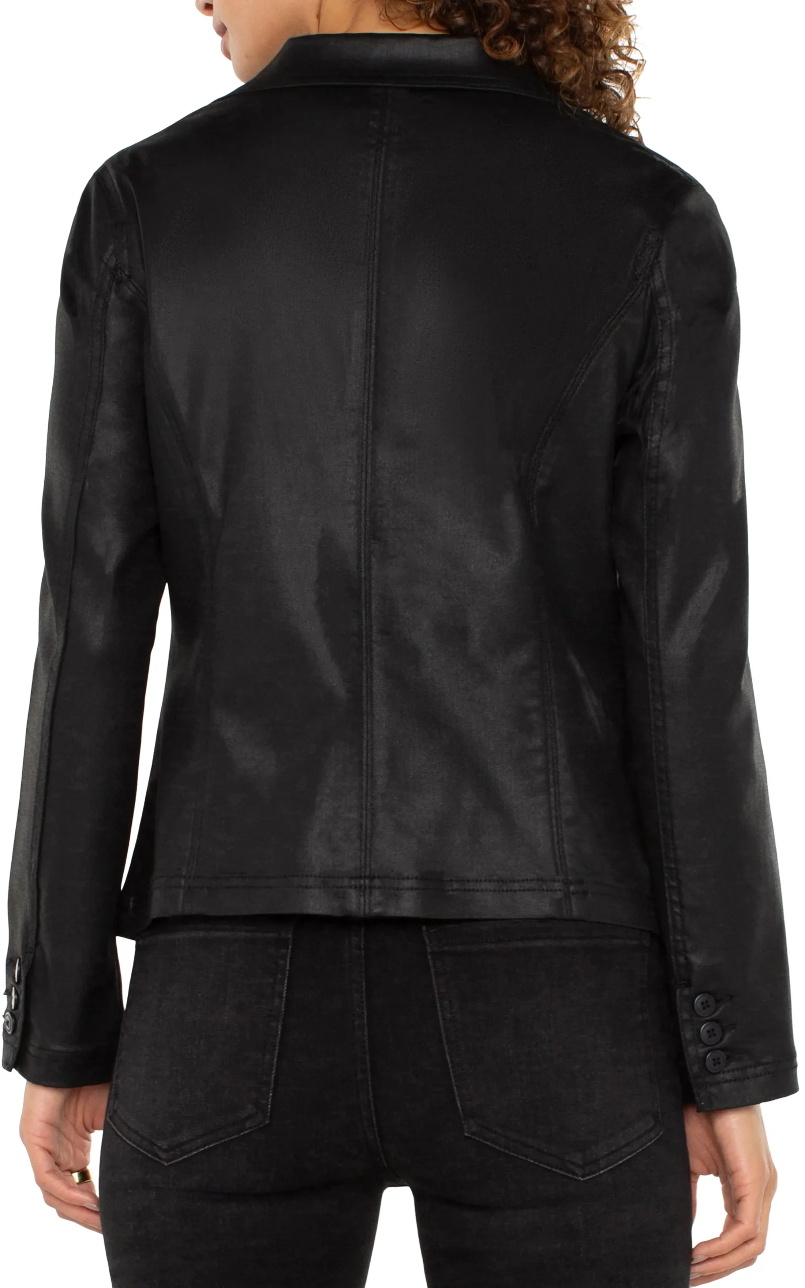 Liverpool Los Angeles Jackets-NOTCH COLLAR ONE BUTTON BLAZER Coatedblack