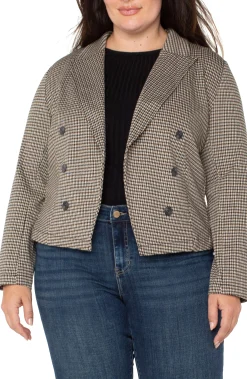 Liverpool Los Angeles Jackets-OPEN FRONT BLAZER Blacktancheck