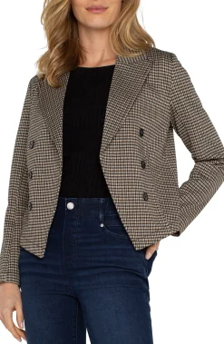 Liverpool Los Angeles Jackets-OPEN FRONT BLAZER Blacktancheck