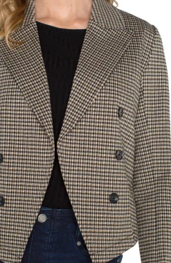 Liverpool Los Angeles Jackets-OPEN FRONT BLAZER Blacktancheck