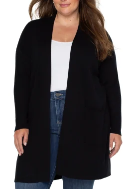 Liverpool Los Angeles Jackets-OPEN FRONT CARDIGAN SWEATER Black