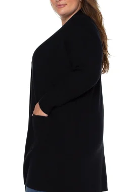 Liverpool Los Angeles Jackets-OPEN FRONT CARDIGAN SWEATER Black