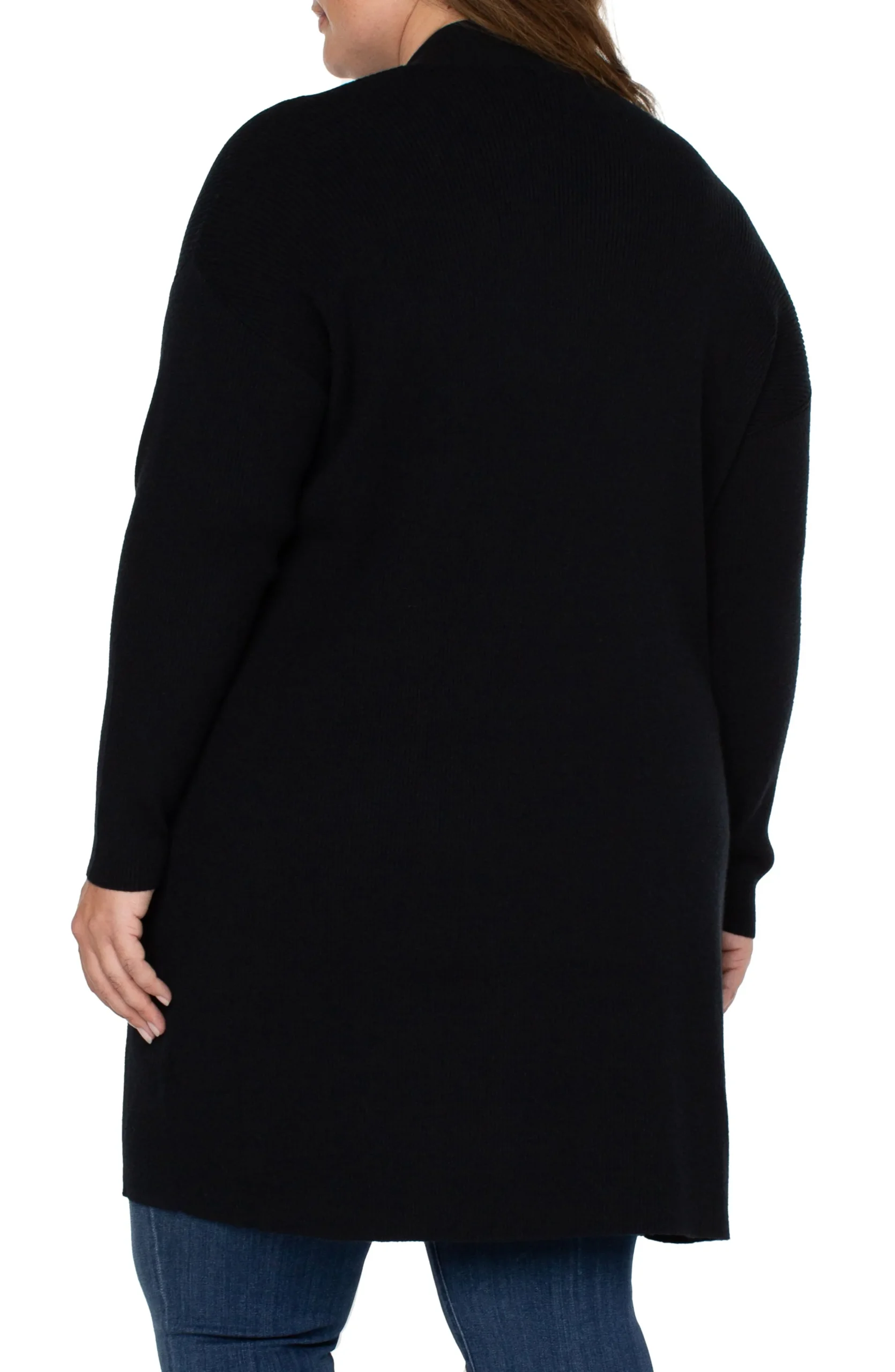 Liverpool Los Angeles Jackets-OPEN FRONT CARDIGAN SWEATER Black