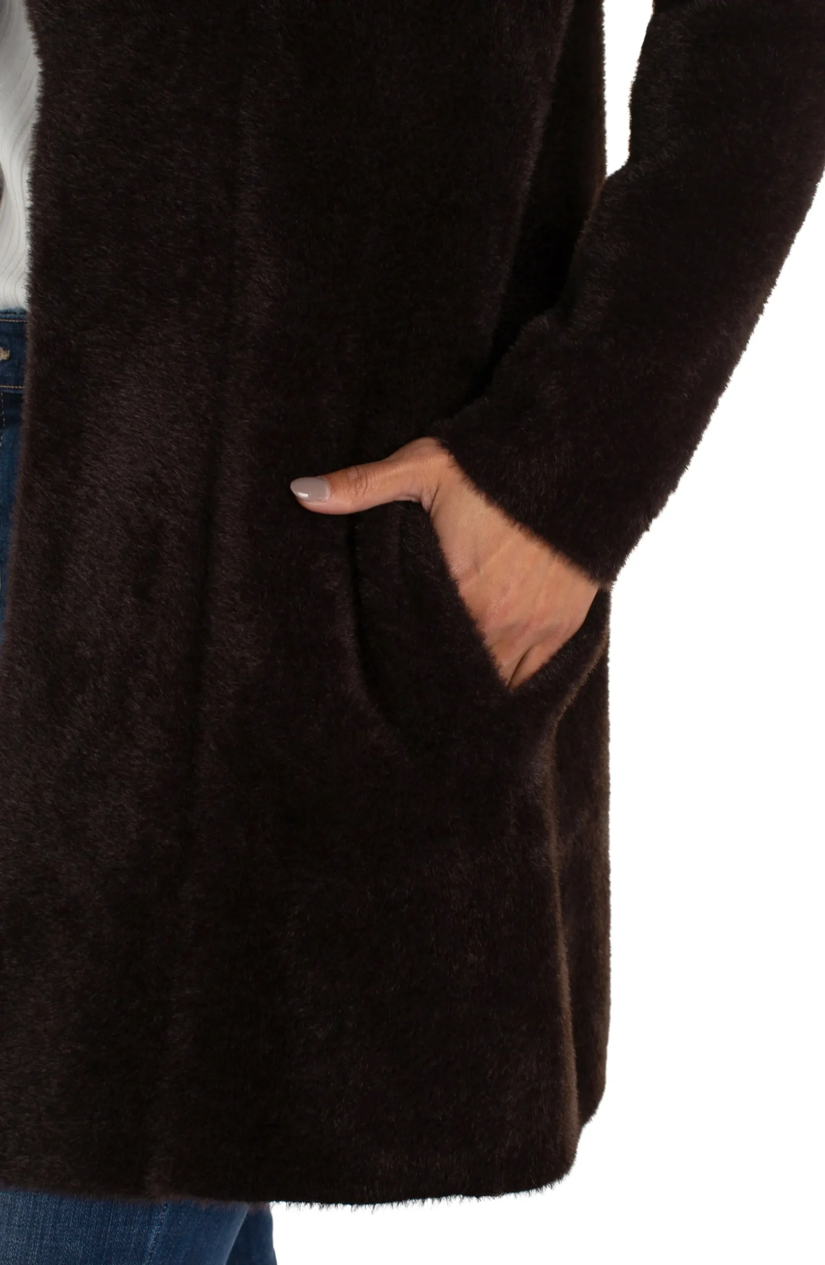 Liverpool Los Angeles Coatigans-OPEN FRONT COATIGAN SWEATER Mink