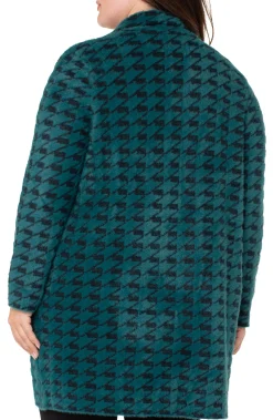 Liverpool Los Angeles Jackets-OPEN FRONT COATIGAN SWEATER Darkforesthoundstooth