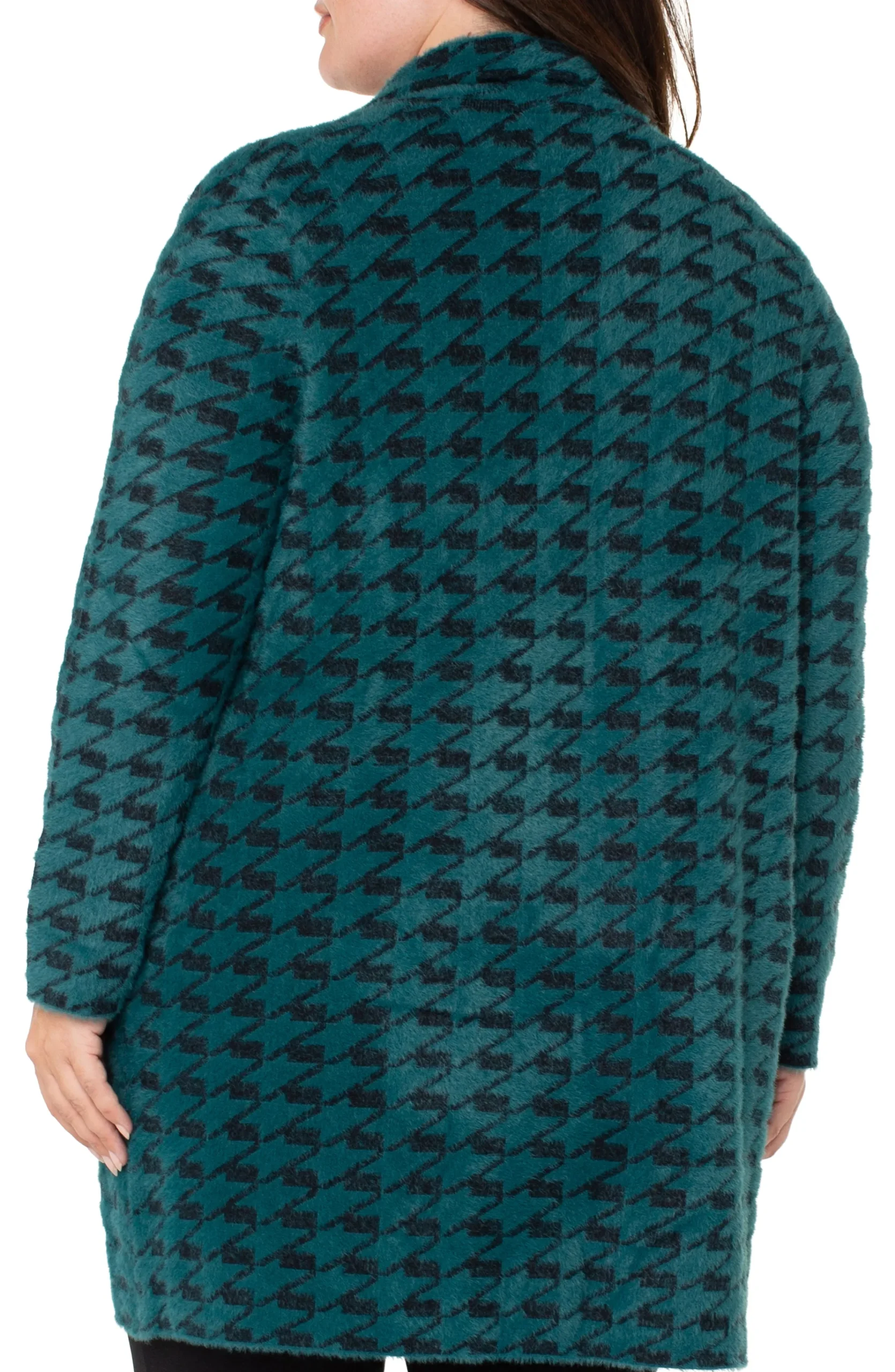 Liverpool Los Angeles Jackets-OPEN FRONT COATIGAN SWEATER Darkforesthoundstooth