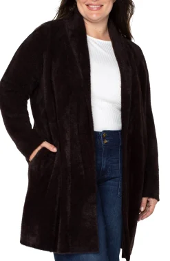 Liverpool Los Angeles Jackets-OPEN FRONT COATIGAN SWEATER Mink