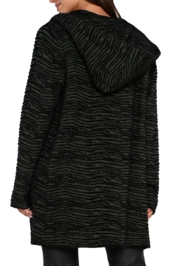 Liverpool Los Angeles Coatigans|Sweaters-OPEN FRONT COATIGAN SWEATER Darkolivestripe