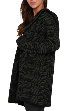 Liverpool Los Angeles Coatigans|Sweaters-OPEN FRONT COATIGAN SWEATER Darkolivestripe