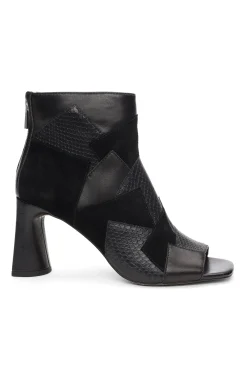 Liverpool Los Angeles Boots-PARK BOOTIE MULTI LEATHER PATCHWORK OPEN TOE Black
