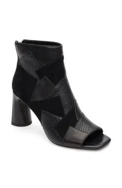 Liverpool Los Angeles Boots-PARK BOOTIE MULTI LEATHER PATCHWORK OPEN TOE Black