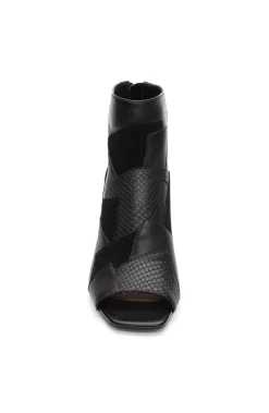Liverpool Los Angeles Boots-PARK BOOTIE MULTI LEATHER PATCHWORK OPEN TOE Black