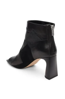 Liverpool Los Angeles Boots-PARK BOOTIE MULTI LEATHER PATCHWORK OPEN TOE Black